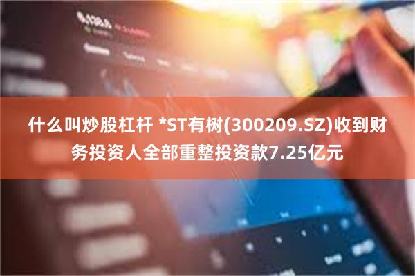 什么叫炒股杠杆 *ST有树(300209.SZ)收到财务投资人全部重整投资款7.25亿元