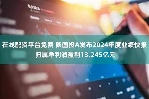 在线配资平台免费 陕国投A发布2024年度业绩快报 归属净利润盈利13.245亿元